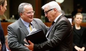 Κοινό μήνυμα προς την Τουρκία έστειλαν οι υπουργοί Εξωτερικών της Ελλάδας και της Γερμανίας Νίκος Κοτζιάς και Φρανκ Βάλτερ Σταϊνμάιερ